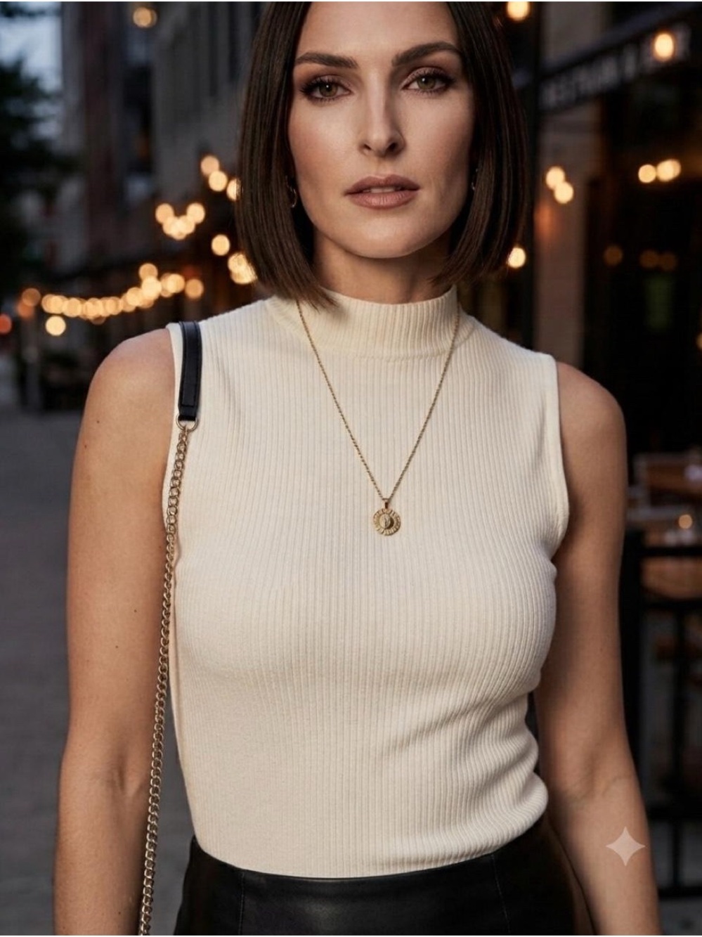 Cyrus Like NEW Cream Soft Ribbed Mock Neck Sleeveless Top-Casual & Formal Work
